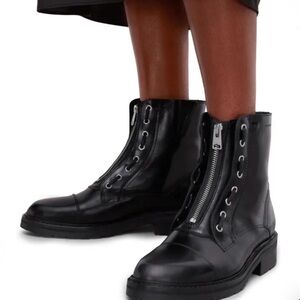 Allsaints Alaria Combat zip up leather boots size 7/EU 38